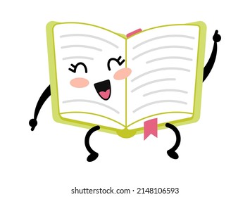 Happy cartoon book. Education icon. Vector illustration