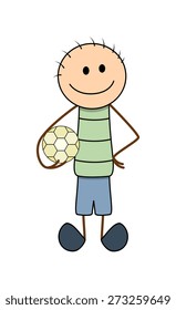 Happy Cartoon Boy with Ball