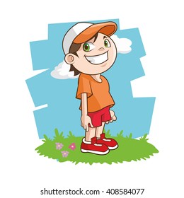 Happy cartoon boy, colorful design