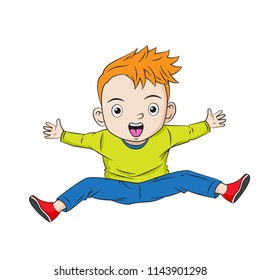happy cartoon boy go back to school