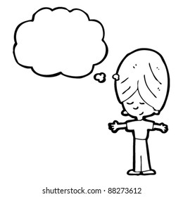 happy cartoon boy imagining