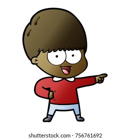 happy cartoon boy pointing
