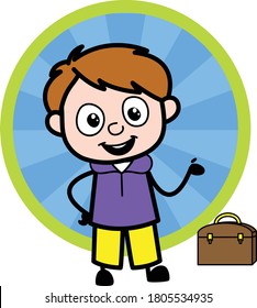 Niño de caricatura feliz presentando diseño de ilustración vectorial