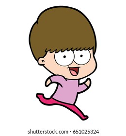 happy cartoon boy running