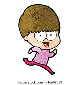 happy cartoon boy running