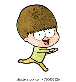 happy cartoon boy running