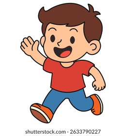 Feliz Garoto de Desenho Animado Executando Ilustração de Vetor