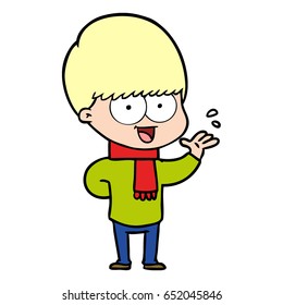 Happy Cartoon Junge winkt