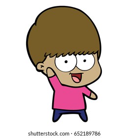 feliz menino de desenho animado acenando