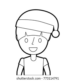 happy cartoon boy young wearing christmas hat