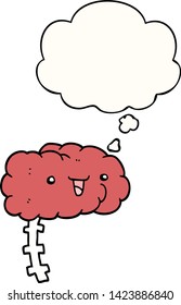 happy cartoon brain with thought bubble