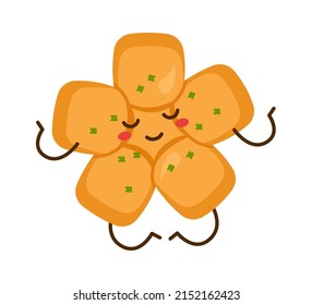 Happy cartoon bread character. Bakery Icon. Vector illustration