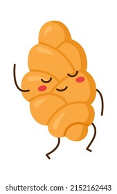 Happy cartoon bread character. Bakery Icon. Vector illustration