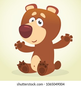 Happy cartoon brown bear. Vector illustration