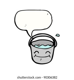happy cartoon bucket with speech bubble
