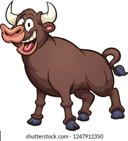 Happy cartoon bull. Vector clip art illustration with simple gradients. All in a single layer.