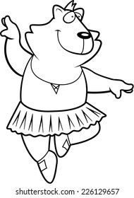 A happy cartoon cat ballerina in a tutu.