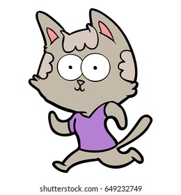 gatos de dibujos animados felices trotando
