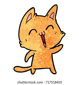 maullido del gato de dibujos animados feliz