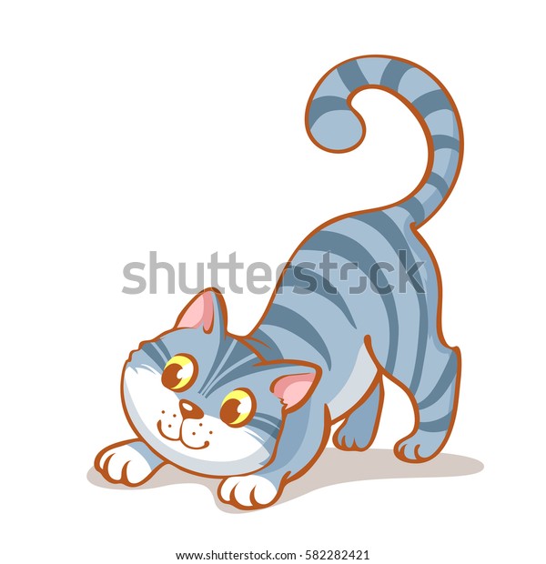 Image Vectorielle De Stock De Joyeux Chat De Bande Dessinee Portrait