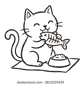 Happy cartoon cat sitting