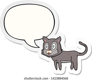 happy cartoon cat with speech bubble sticker