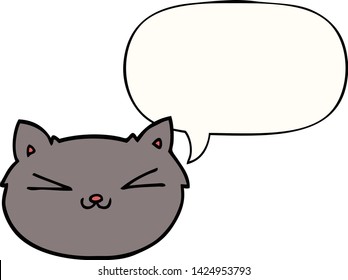 gatito de caricatura feliz con burbuja de habla