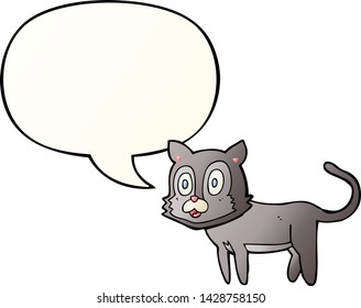 happy cartoon cat with speech bubble in smooth gradient style