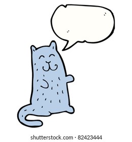 happy cartoon cat with speech bubble