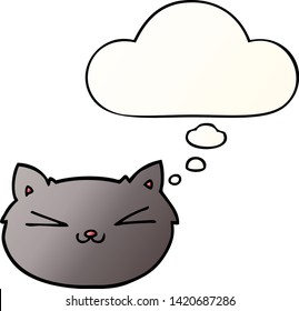 happy cartoon cat with thought bubble in smooth gradient style