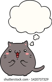 happy cartoon cat with thought bubble