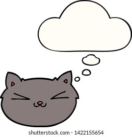 felino de caricatura feliz con burbuja de pensamiento