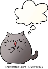 happy cartoon cat with thought bubble in smooth gradient style