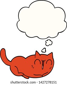 happy cartoon cat with thought bubble