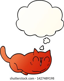 happy cartoon cat with thought bubble in smooth gradient style