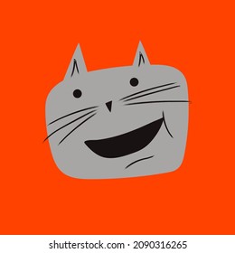 Happy cartoon cat. Vector illustration 