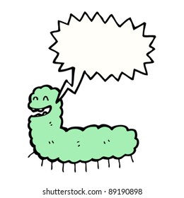 oruga de dibujos animados felices con burbuja de discursos