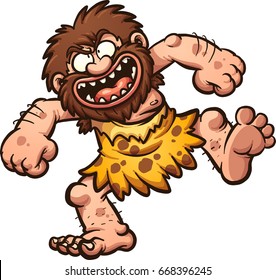 Happy cartoon caveman laughing. Vector clip art illustration with simple gradients. All in a single layer.