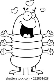 A happy cartoon centipede ready to give a hug.