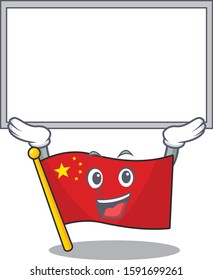 Happy cartoon character flag china Scroll raised up board