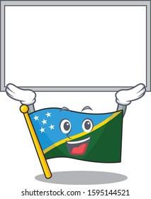 Happy cartoon character flag solomon island Scroll raised up board