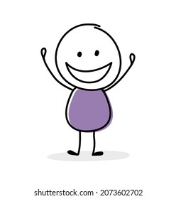 Feliz personaje de caricatura. Concepto de gestos. Vector