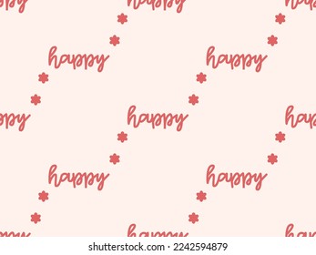 Happy cartoon character seamless pattern on pink background