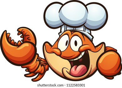 Happy cartoon chef crab. Vector clip art illustration with simple gradients. All in a single layer. 
