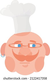 Happy Cartoon Chef Face. Cook or Chef icon. 