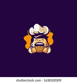 Happy cartoon chef. Vector clip art illustration with simple gradients. All in a single layer.