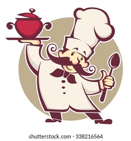 happy cartoon chef, vector illustration