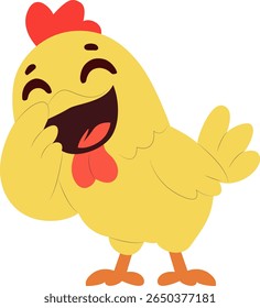 Feliz Desenho Animado Frango Ri mão desenhada