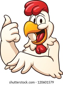 Happy cartoon chicken. Vector clip art illustration with simple gradients. All in a single layer.