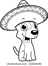 A happy cartoon Chihuahua with a sombrero.